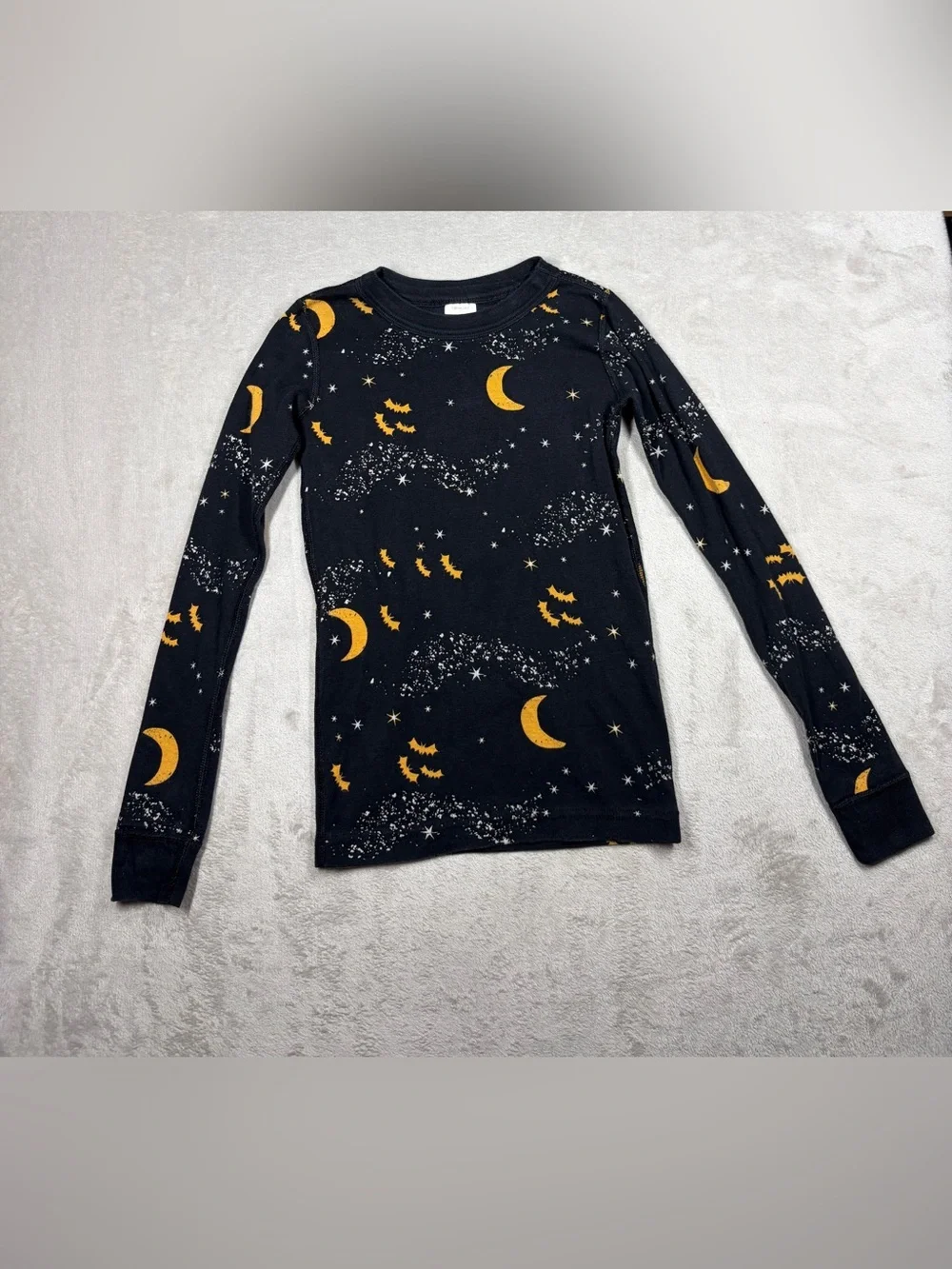 Hanna Andersson Kids Black Stars Bat Moon Midnight Stars Halloween PJ Top Size 8